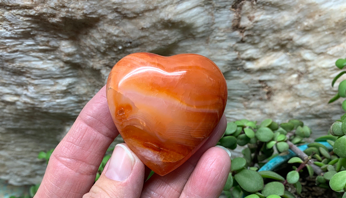 Carnelian Agate Quartz Puffy Heart, Beautiful, Polished, Creativity Stone, Passion, Manifesting Abundance (Approx. 2”)   HRT-0261