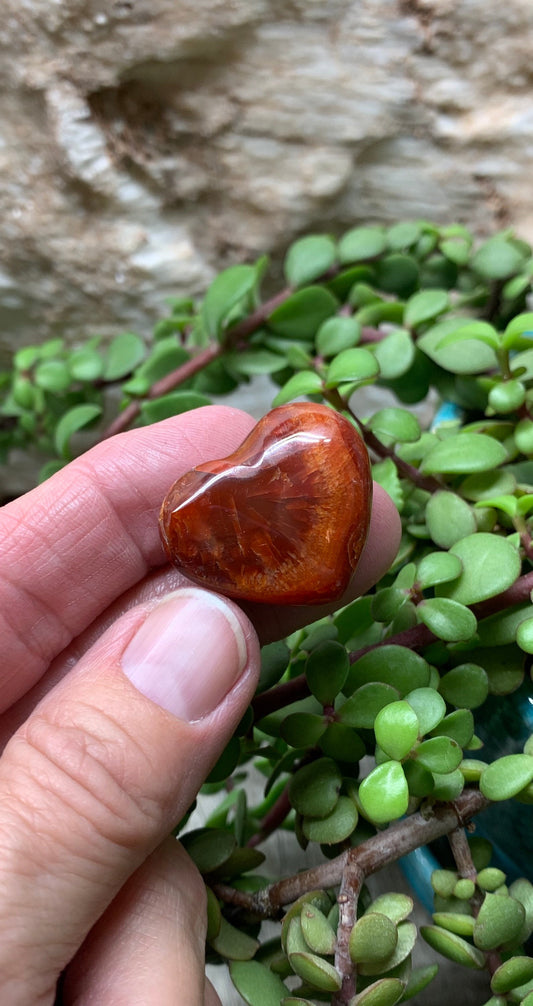 Carnelian Agate Quartz Puffy Heart, Beautiful, Polished, Creativity Stone, Passion, Manifesting Abundance (Approx. 1”) HRT-0253