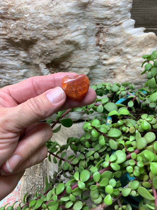 Carnelian Agate Quartz Puffy Heart, Beautiful, Polished, Creativity Stone, Passion, Manifesting Abundance (Approx. 1”) HRT-0251