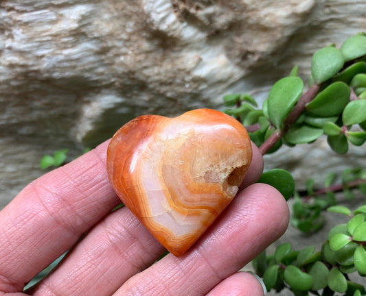 Carnelian Agate Quartz Puffy Heart, Beautiful, Polished, Creativity Stone, Passion, Manifesting Abundance (Approx.  2”)  HRT-0248