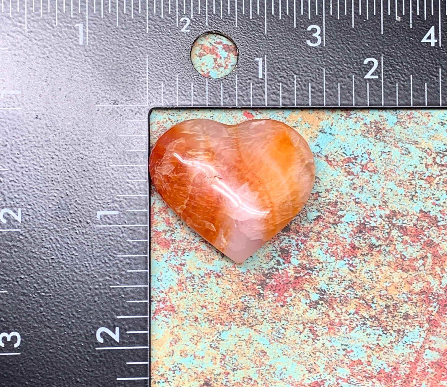 Carnelian Agate Quartz Puffy Heart, Beautiful, Polished, Creativity Stone, Passion, Manifesting Abundance (Approx. 1 1/4”).  HRT-0245