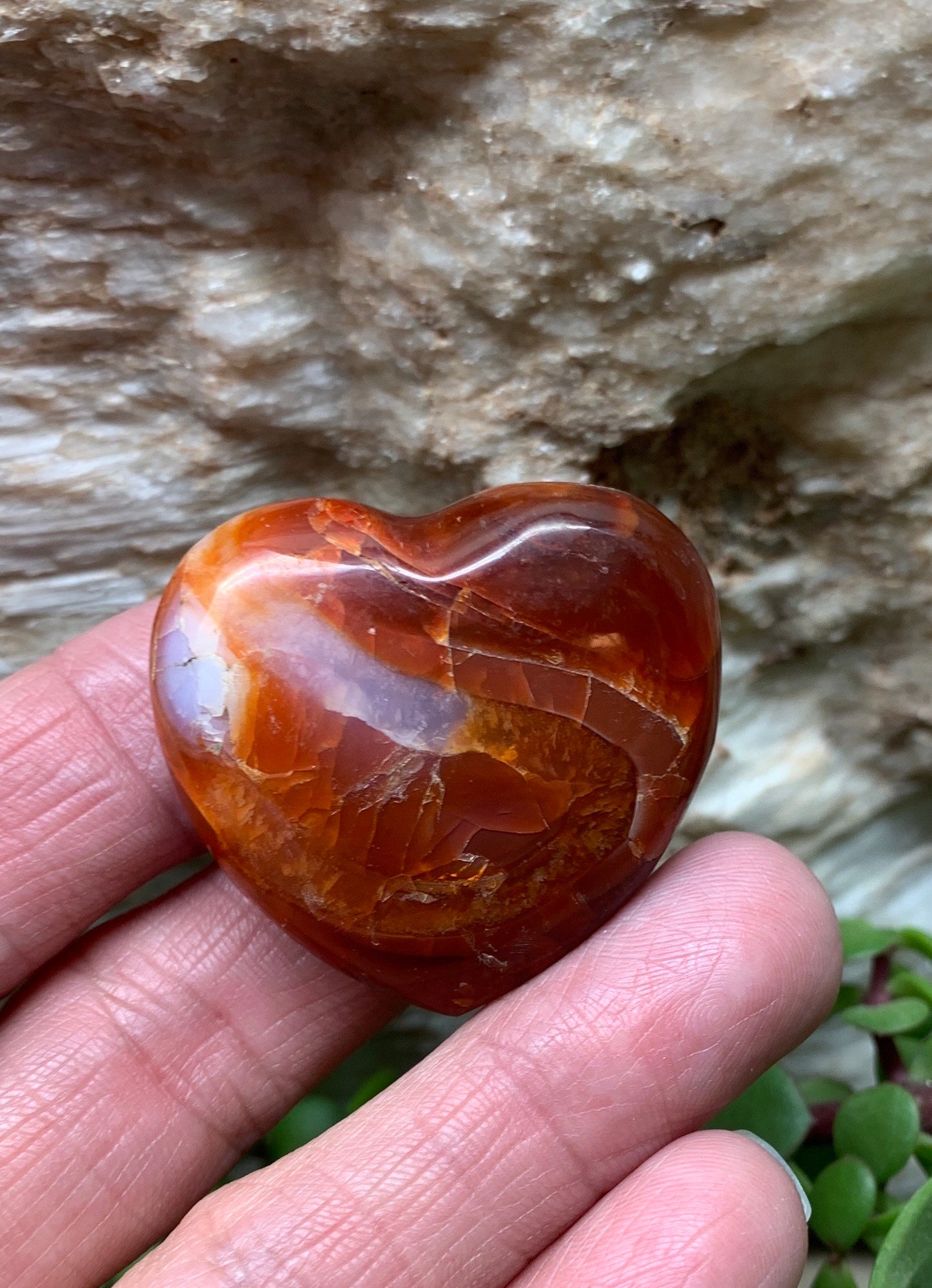 Carnelian Agate Quartz Puffy Heart, Beautiful, Polished, Creativity Stone, Passion, Manifesting Abundance (Approx. 1 1/2”)    HRT-0244