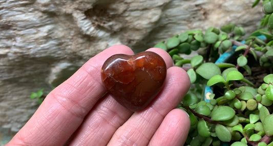Carnelian Agate Quartz Puffy Heart, Beautiful, Polished, Creativity Stone, Passion, Manifesting Abundance (Approx. 1 1/4”).  HRT-0243 Shop Wholesale Crystals