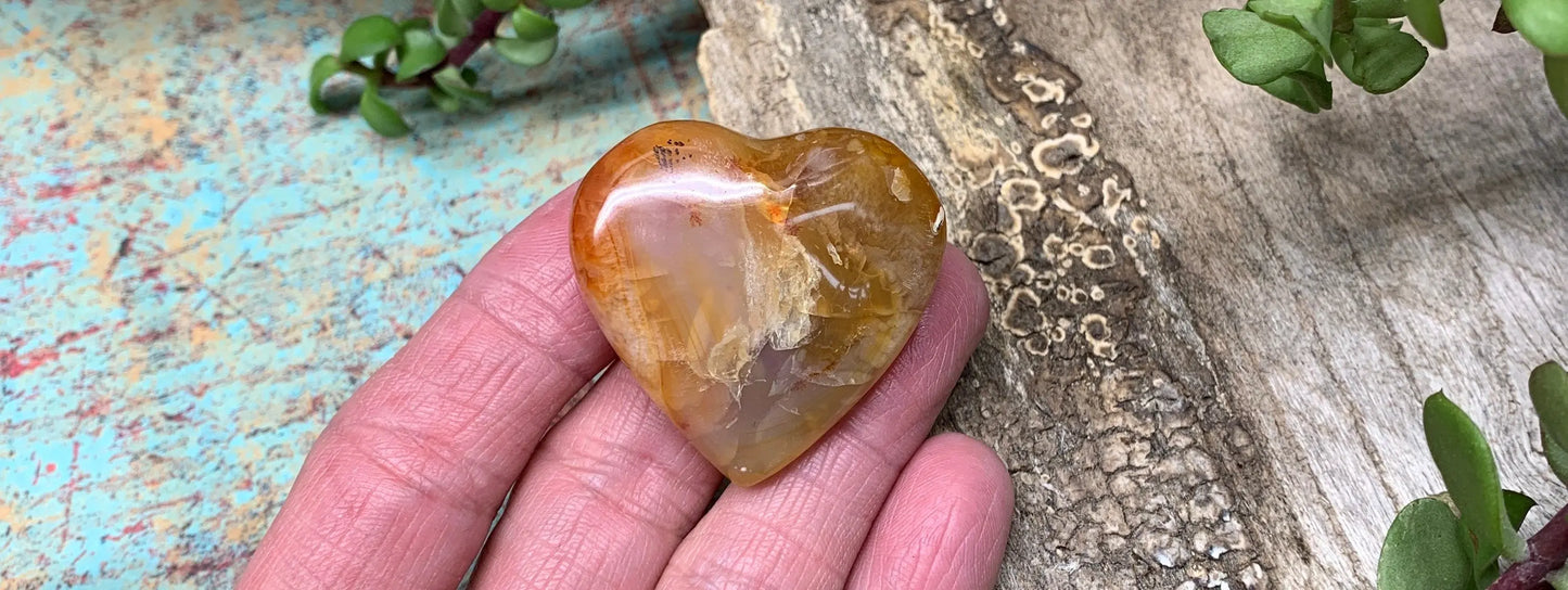 Carnelian Agate Quartz Puffy Heart, Beautiful, Polished, Creativity Stone, Passion, Manifesting Abundance (Approx. 1 1/2”) HRT-0227 Shop Wholesale Crystals