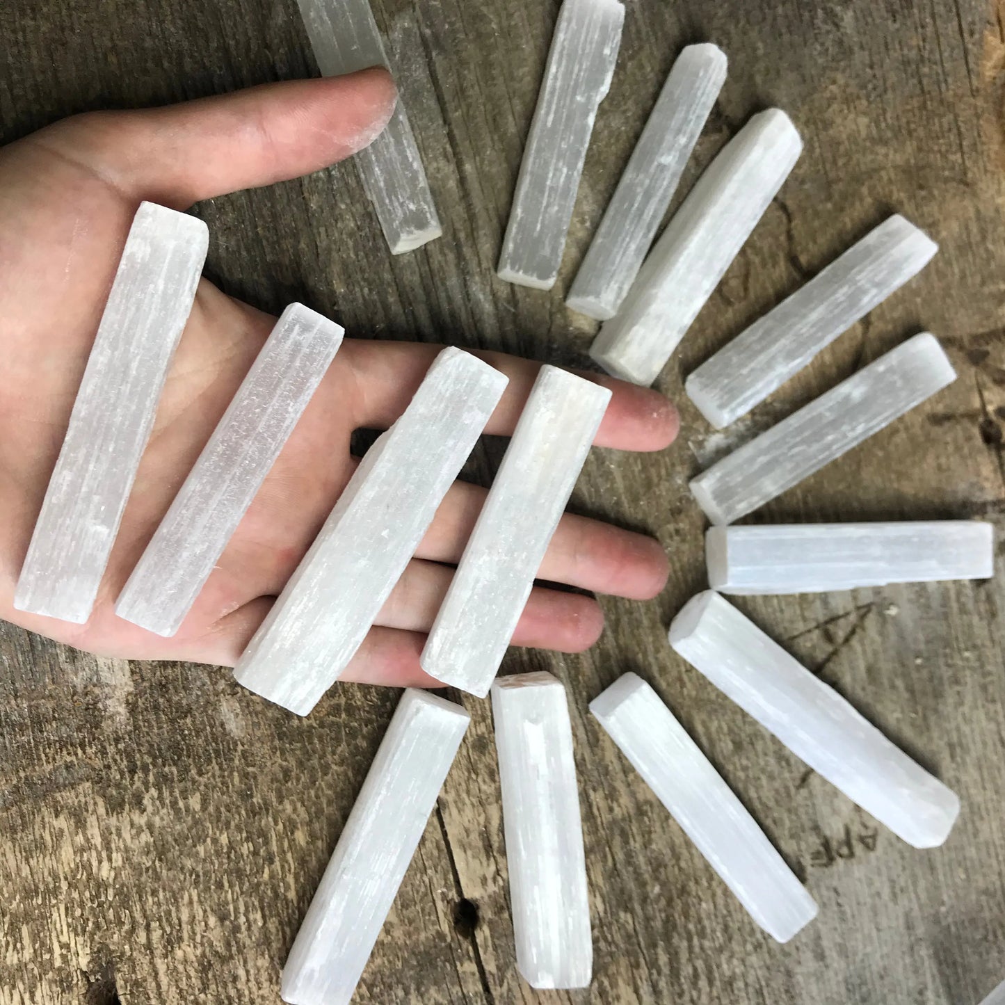 Selenite Stick (Approx 2 3/4") for Crown Chakra, Small Stick Wands, Supply for Crystal Grid, Stone of the Moon Goddess BIN-0357 Shop Wholesale Crystals