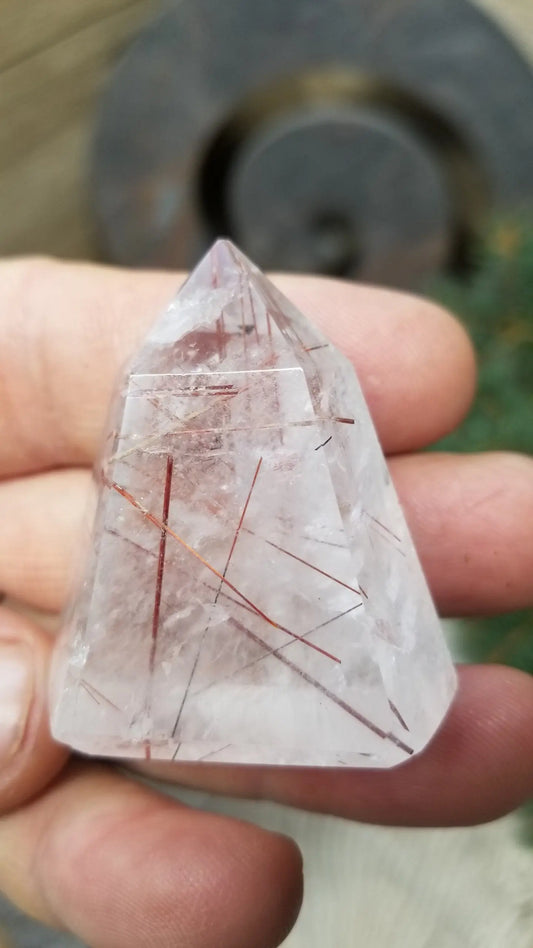 Red Rutile Quartz Obelisk, (Approx 1 4/5" x 2") Rutilated Quartz Crystal, Healing Stone Obl-031E Shop Wholesale Crystals