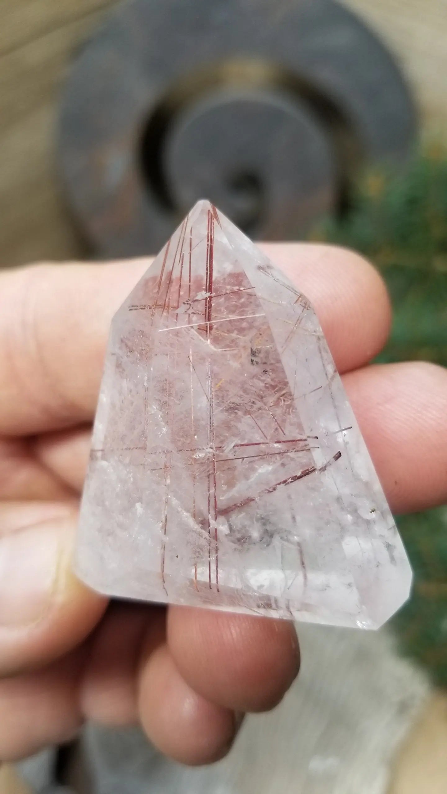 Red Rutile Quartz Obelisk, (Approx 1 4/5" x 2") Rutilated Quartz Crystal, Healing Stone Obl-031E Shop Wholesale Crystals
