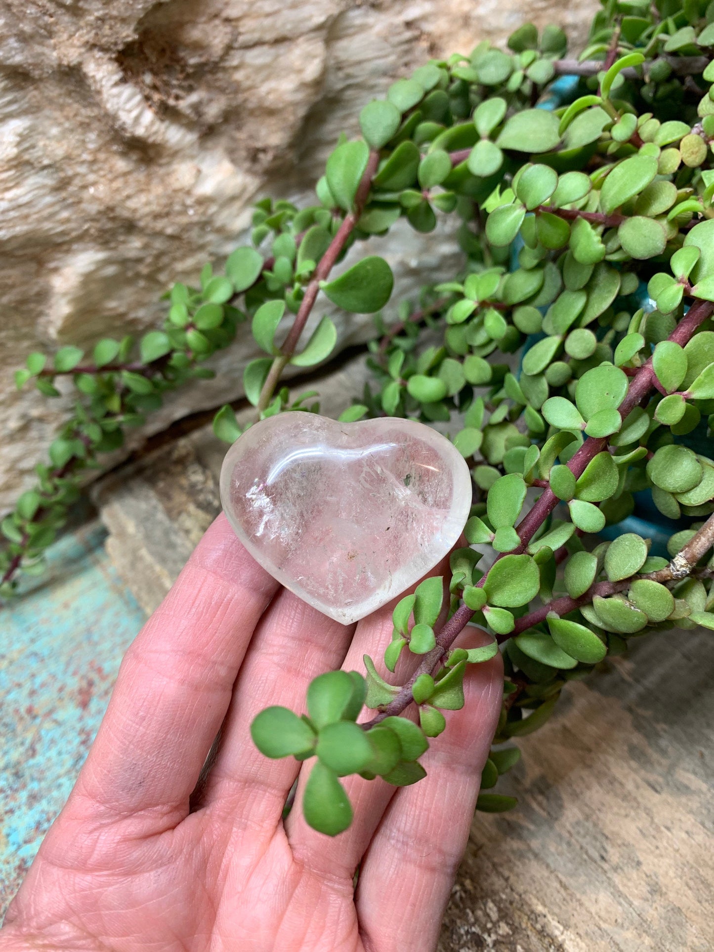 Clear Quartz Puffy Heart, Beautiful, Polished, Master Healer Stone, Consciousness, Manifesting Abundance (Approx. 2") HRT-0202