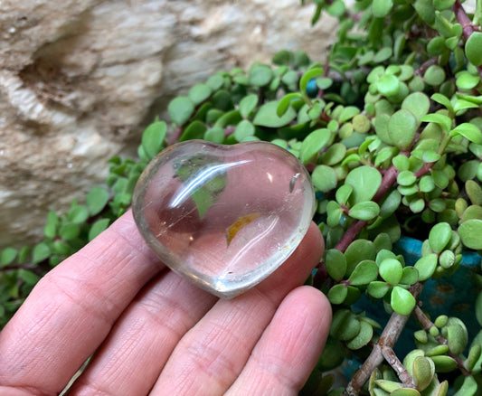 Clear Quartz Puffy Heart, Beautiful, Polished, Master Healer Stone, Consciousness, Manifesting Abundance (Approx. 2") HRT-0201