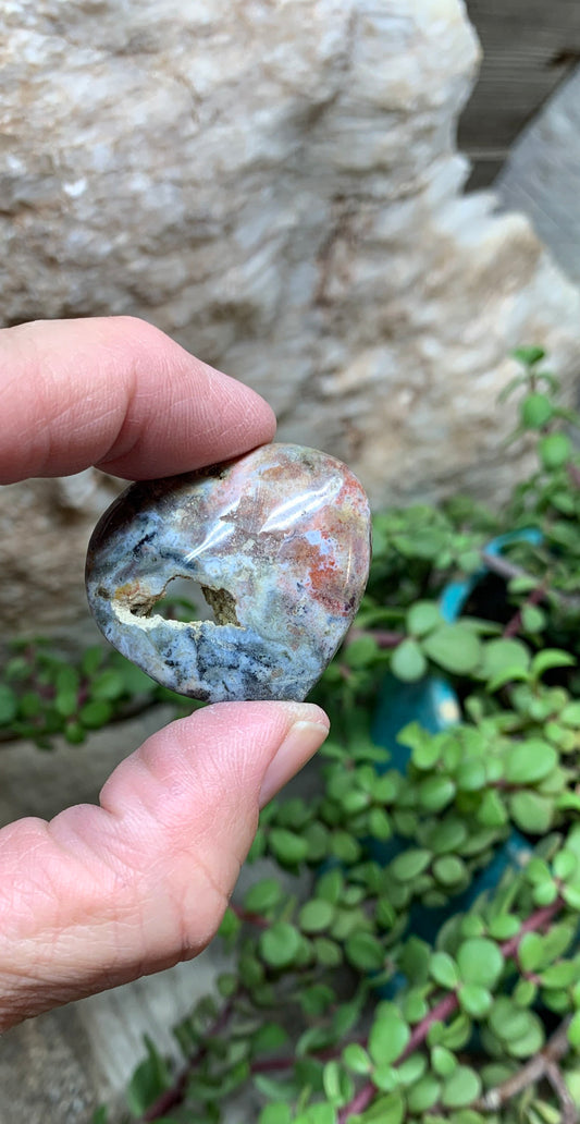 Brown Ocean Jasper Heart, Puffy Heart.     (Approx 1 1/2”) BIN-0142