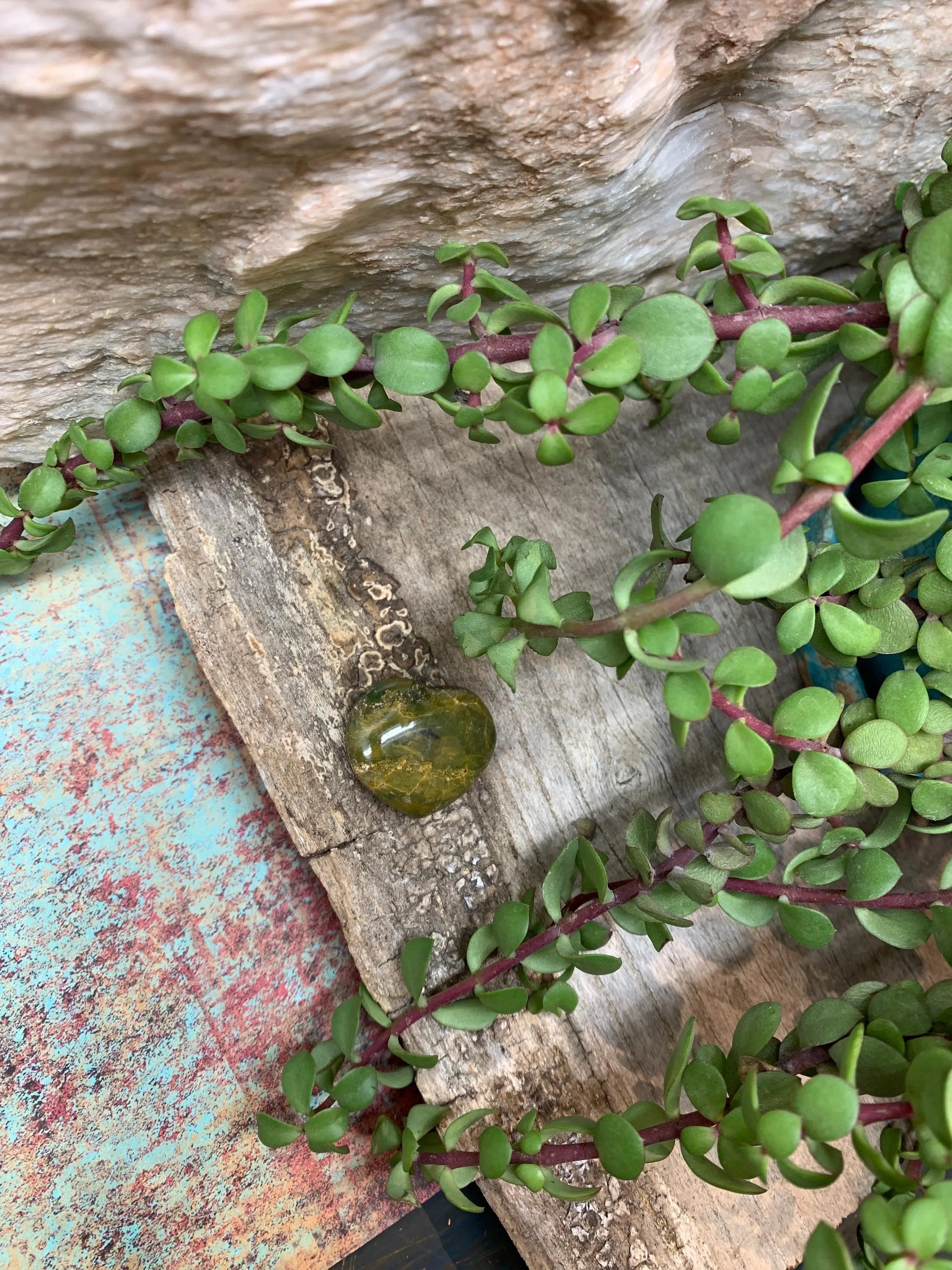 Green Ocean Jasper Heart, Puffy Heart.     (Approx 1”)    BIN-0130 Shop Wholesale Crystals
