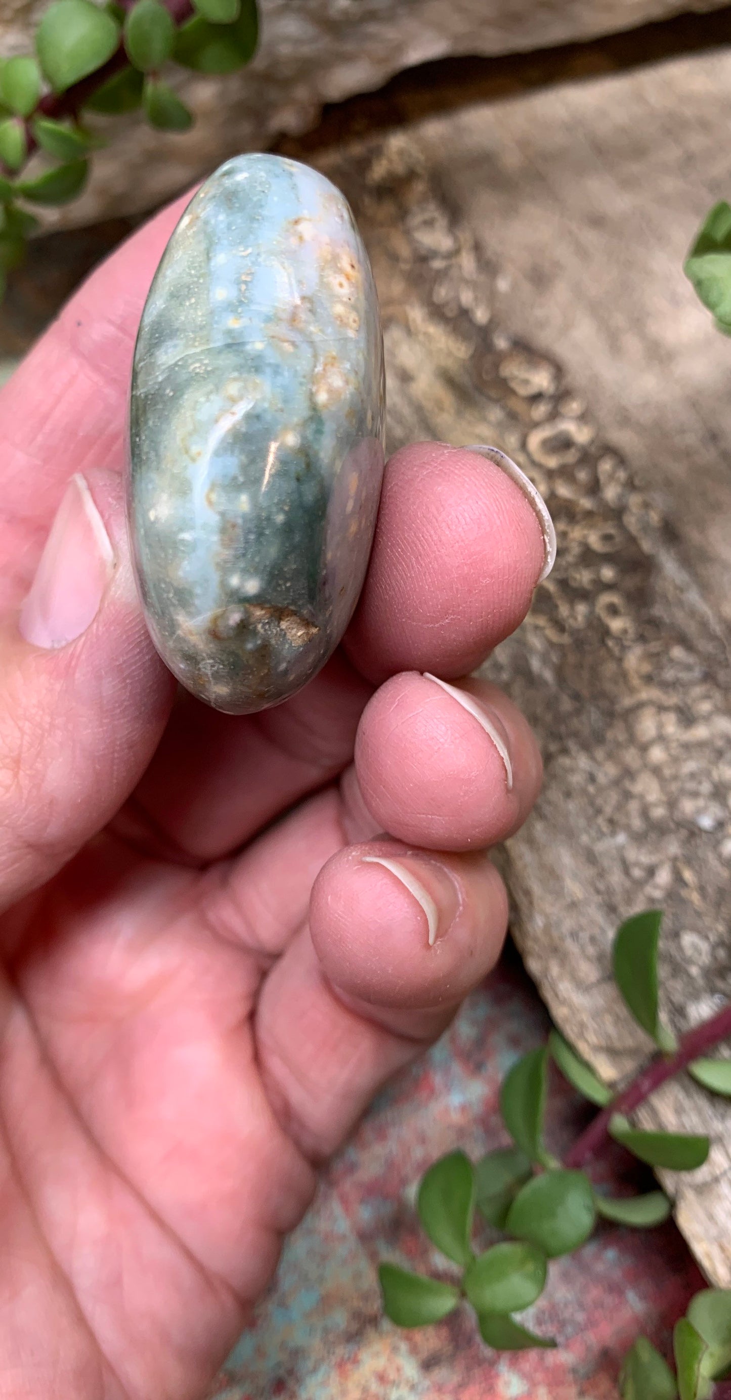 Blue Ocean Jasper Heart, Puffy Heart.    (Approx 2”)    BIN-0127