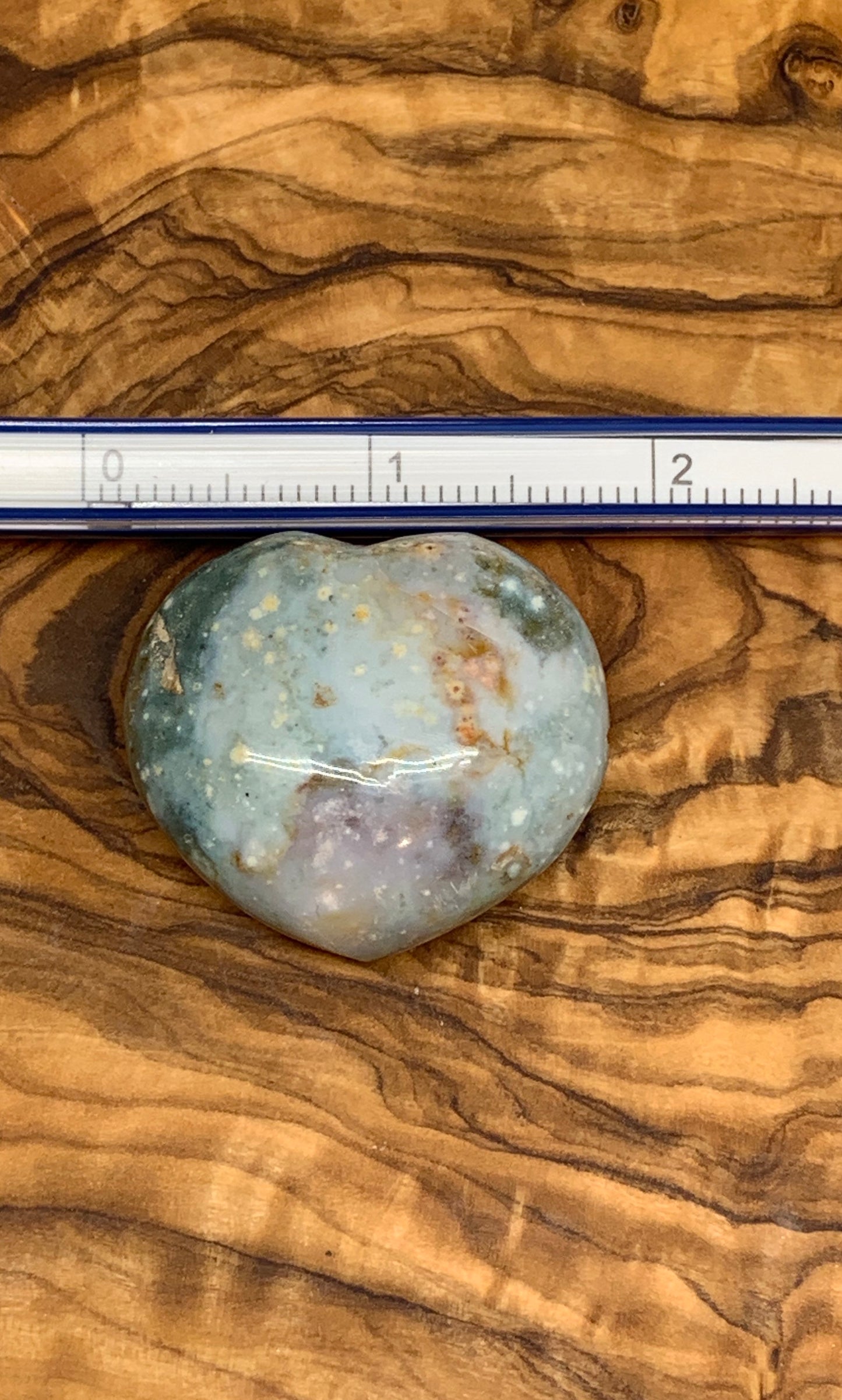 Blue Ocean Jasper Heart, Puffy Heart.    (Approx 2”)    BIN-0127