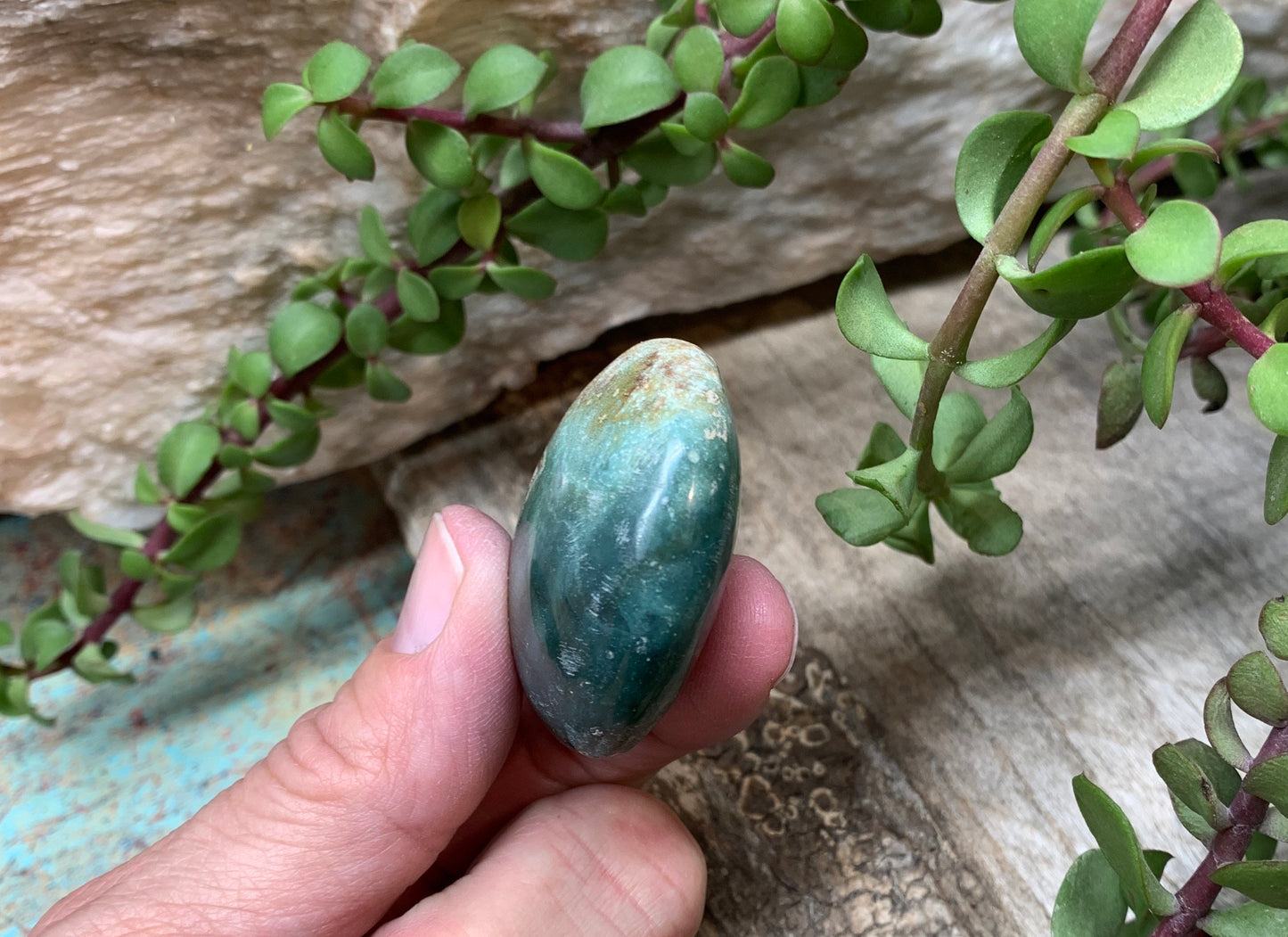 Blue Ocean Jasper Heart, Puffy Heart.    (Approx 2”)    BIN-0126