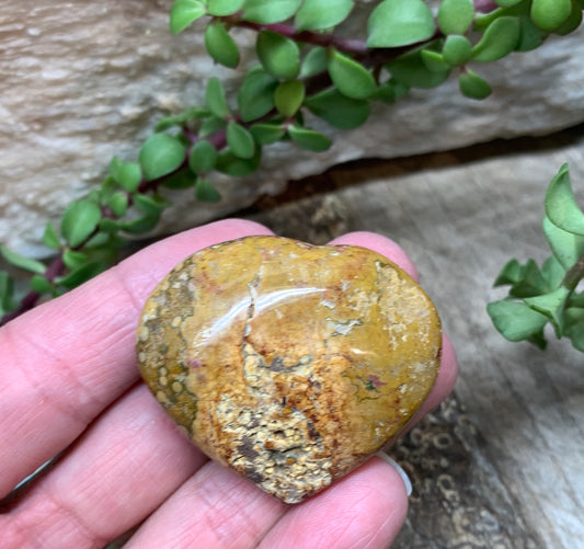 Orange Ocean Jasper Heart, Puffy Heart.    (Approx 2”)    BIN-0125