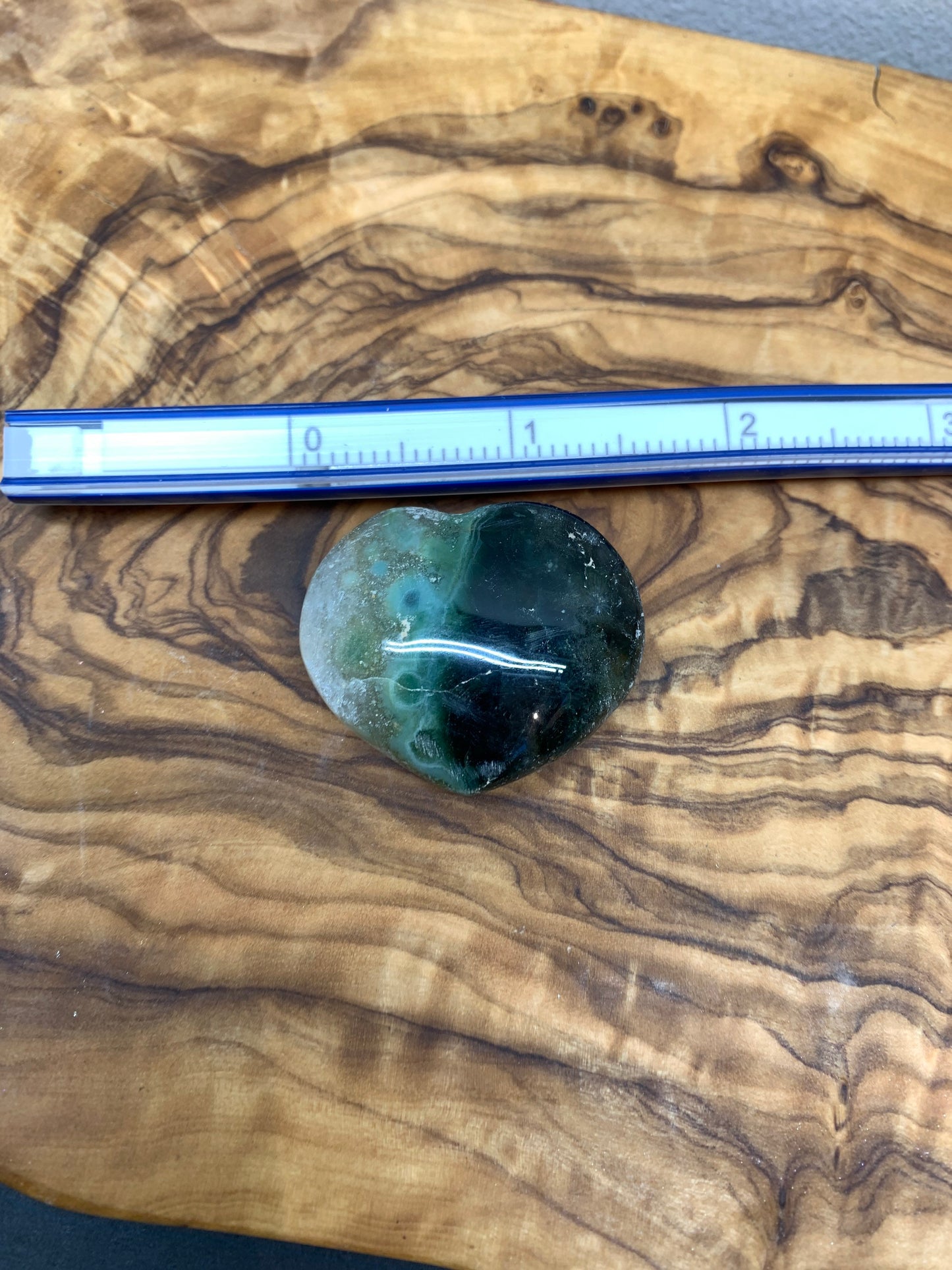 Blue Ocean Jasper Heart, Puffy Heart.    (Approx 1 1/2”)    BIN-0123