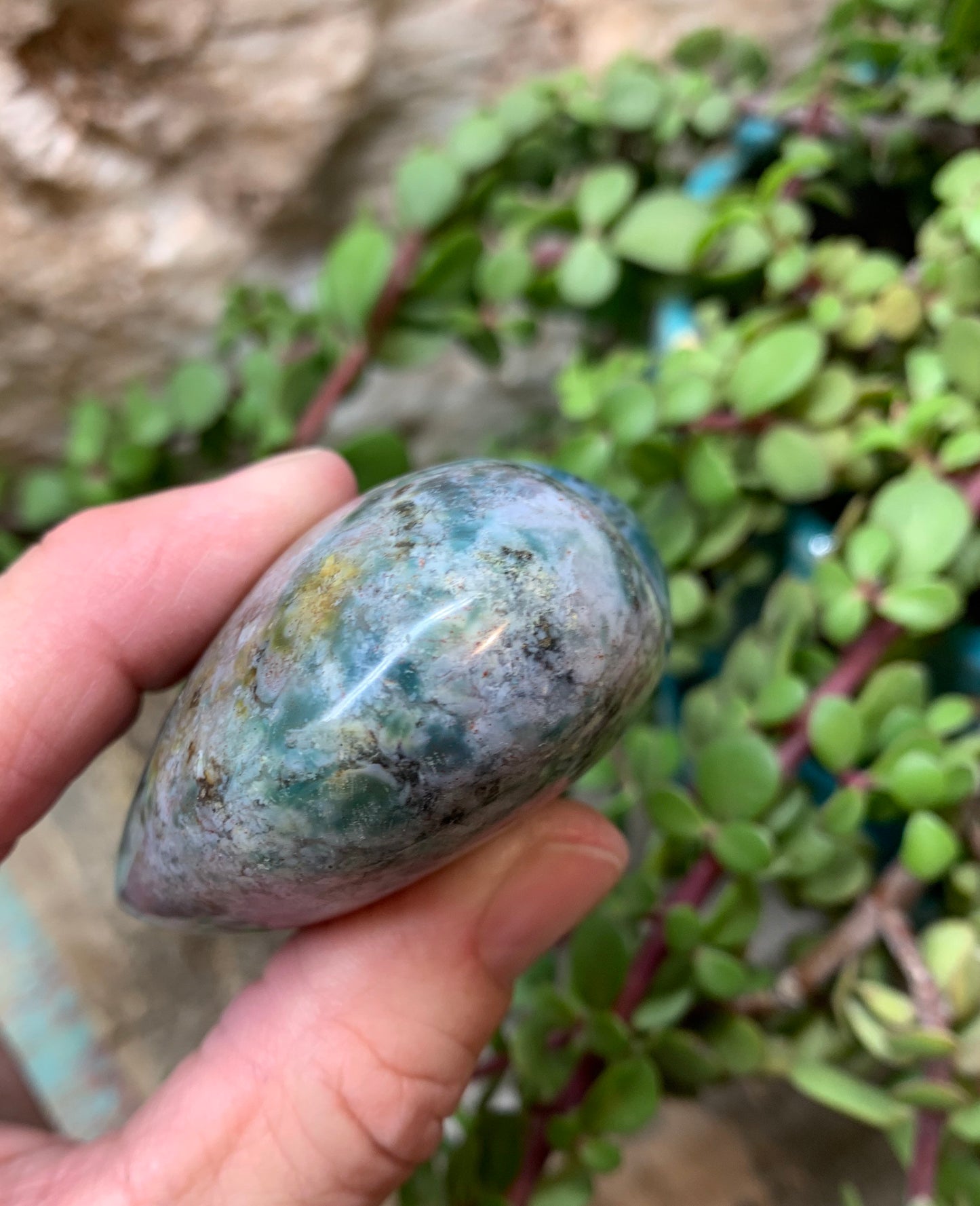 Blue Ocean Jasper Heart, Puffy Heart.    (Approx 2”) BIN-0121