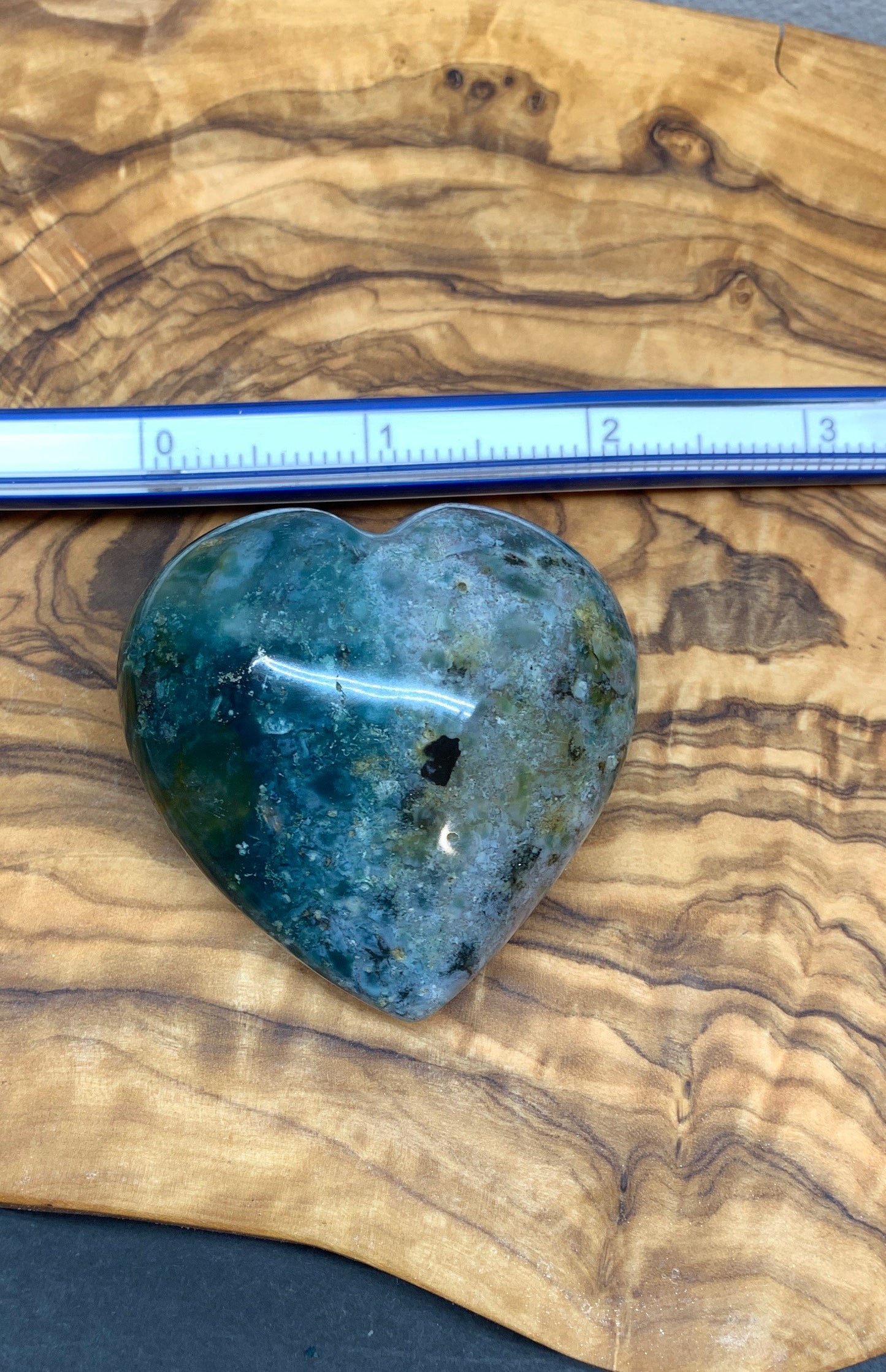 Blue Ocean Jasper Heart, Puffy Heart.    (Approx 2”) BIN-0121