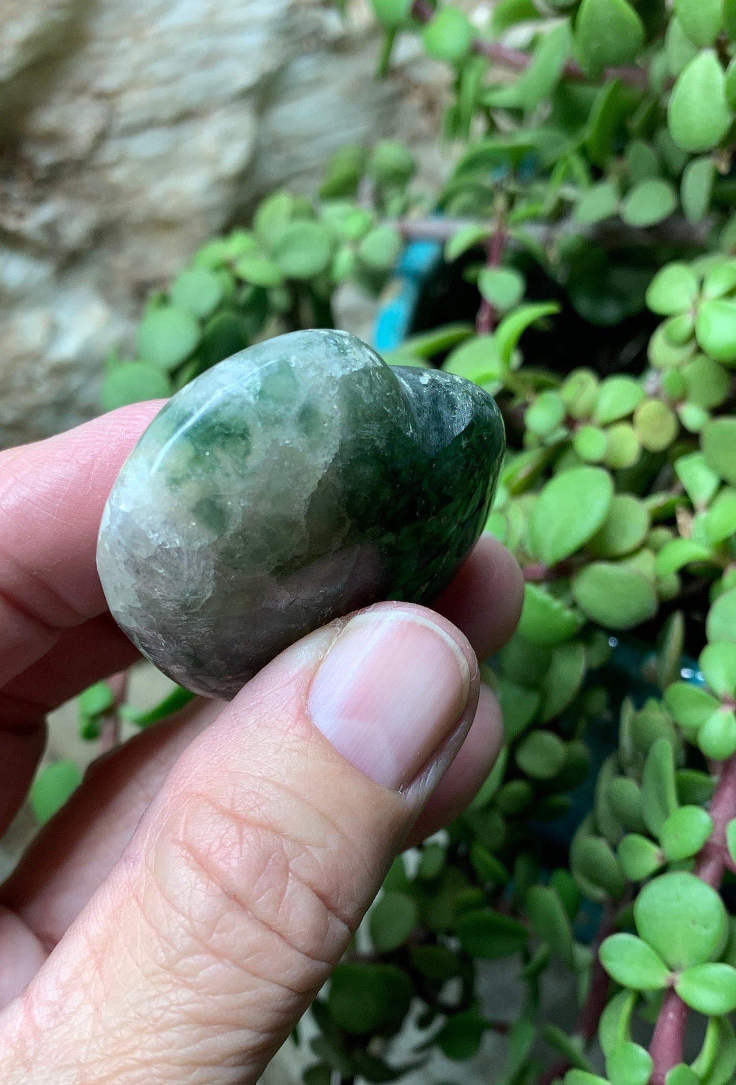 Green  Ocean Jasper Heart, Puffy Heart (Approx 2”) BIN-0105