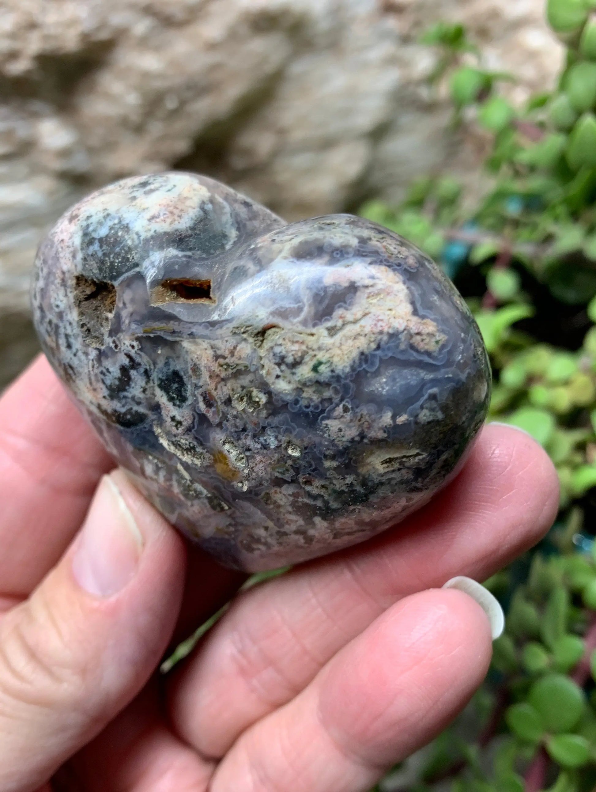 Multi Color Ocean Jasper Heart, Puffy Heart (Approx 2”) BIN-0101 Shop Wholesale Crystals