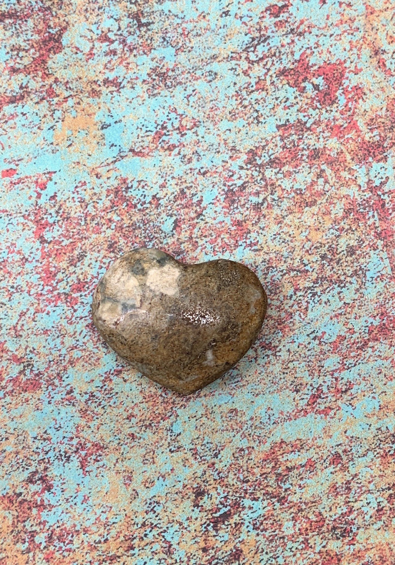 Brown Ocean Jasper Heart, Puffy Heart (Approx 1”) BIN-0100