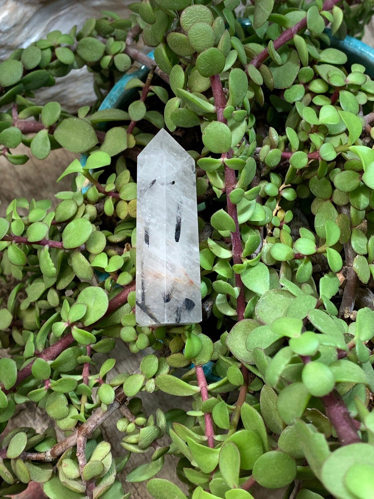 Tourmalinated Quartz Obelisk, Approx. (2 1/2”) Tourmalinated Quartz Crystal, Healing Stone for Crystal Grid Making OBL-0154