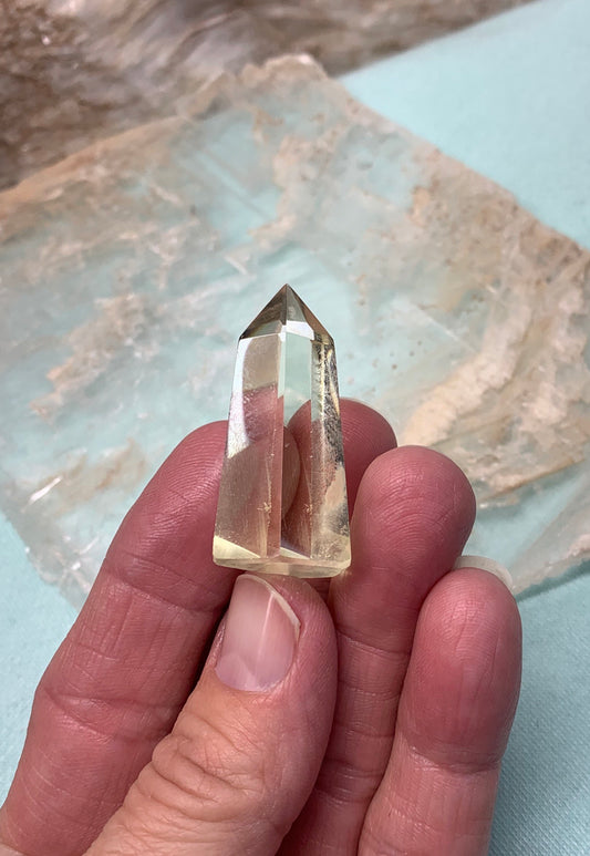 Yellow Citrine Obelisk, (Approx 1 1/2”) Crystal for Wire Wrapping, Healing Stone for Crystal Grid OBL-0091