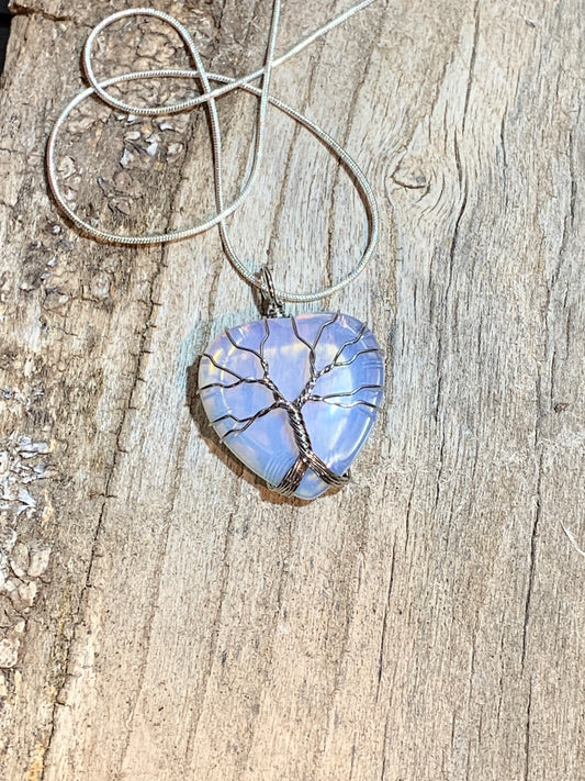 Opalite Tree Wire Wrapped Necklace  NCK-0239