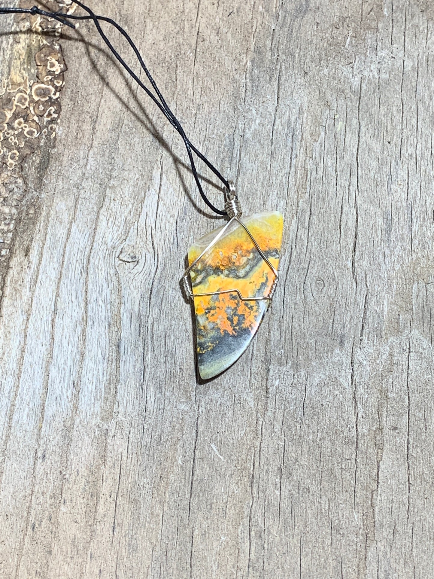 Bumblebee Jasper Wire Wrapped Necklace               NCK-0101