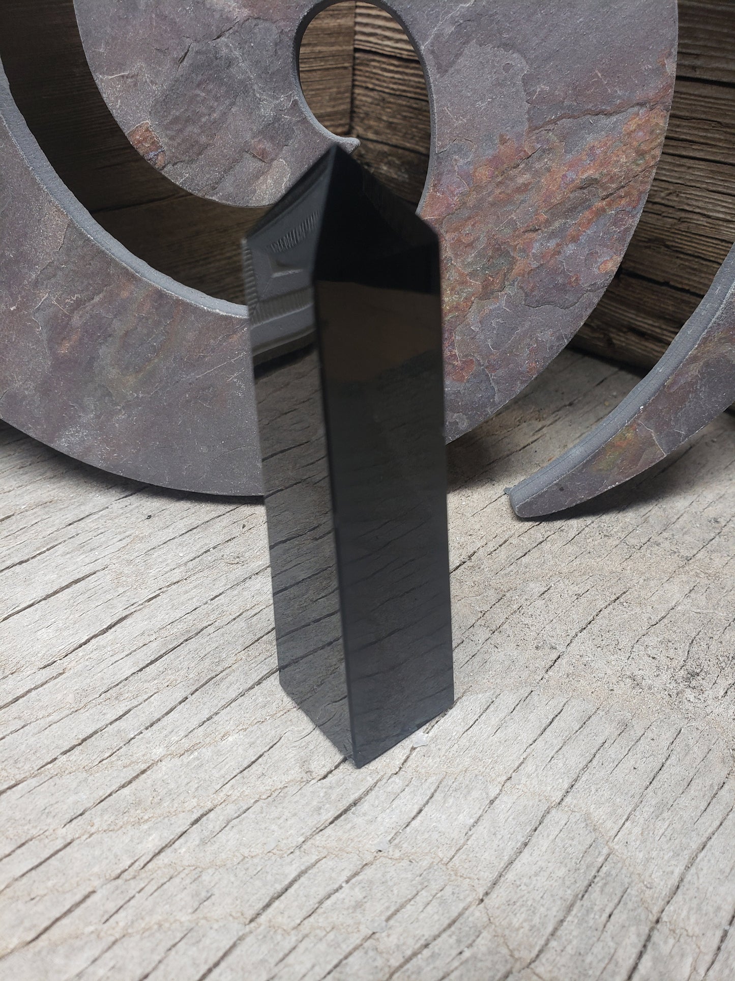 Obsidian Obelisk, Black, Natural, Beautiful, (Approx. 3 3/4" long) One Crystal, Polished, Natural, for Home Decor, Grid OBL-0059