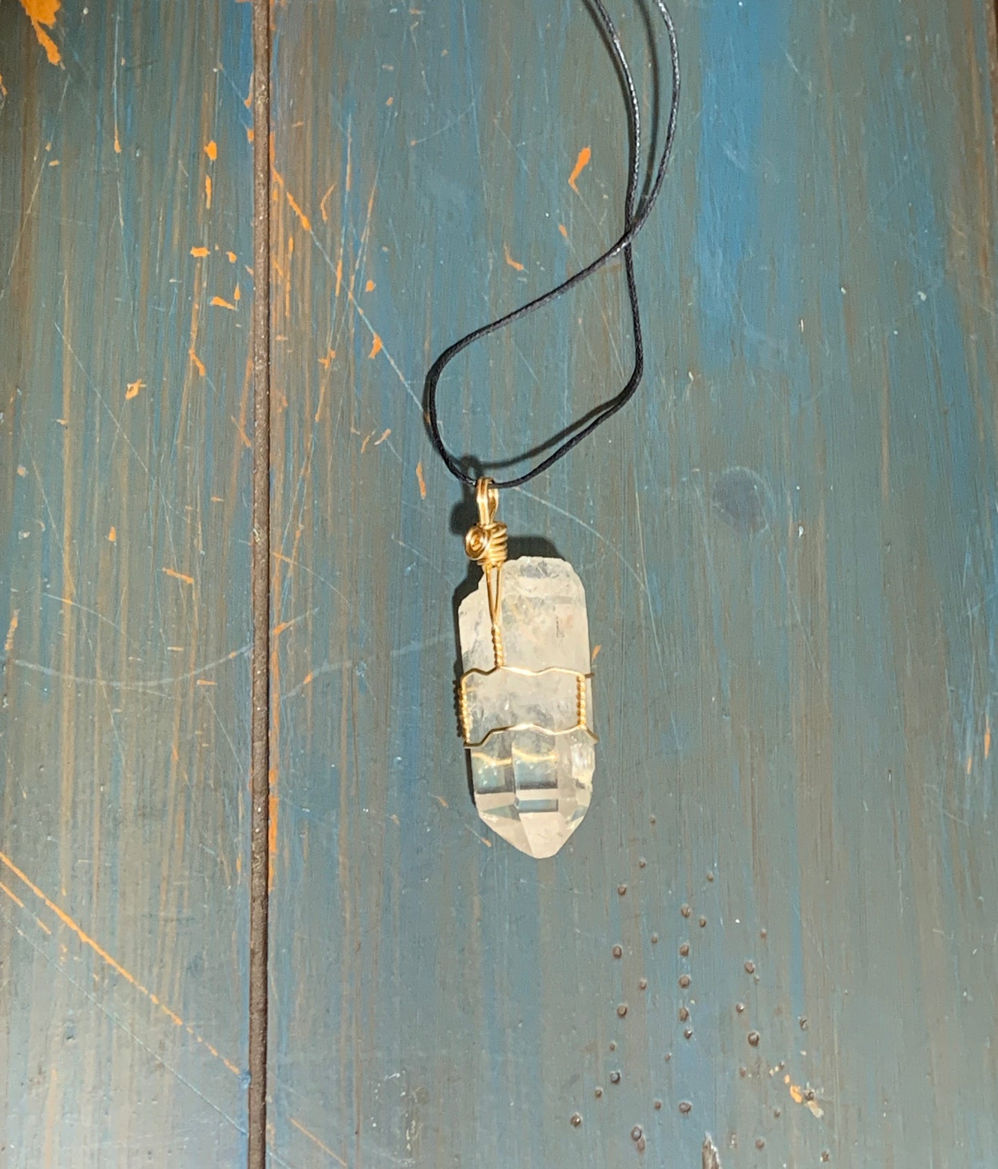 Lemurian Quartz Necklace, Wire Wrapped      HOT-0208