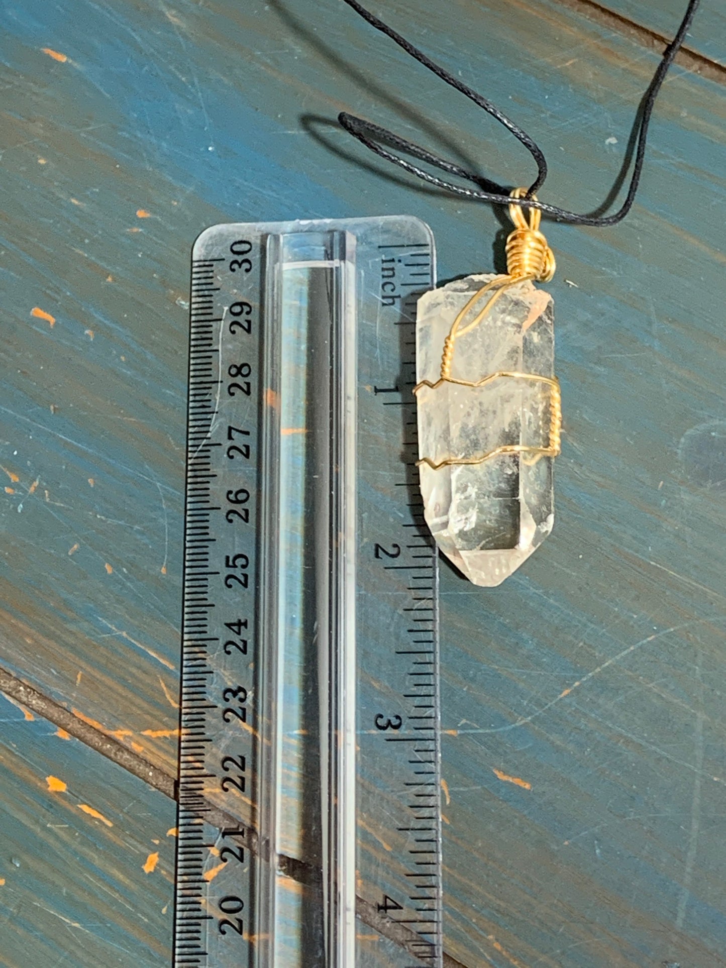 Lemurian Quartz Necklace, Wire Wrapped      HOT-0208