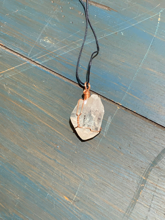 Lemurian Quartz Necklace, Wire Wrapped      HOT-0173