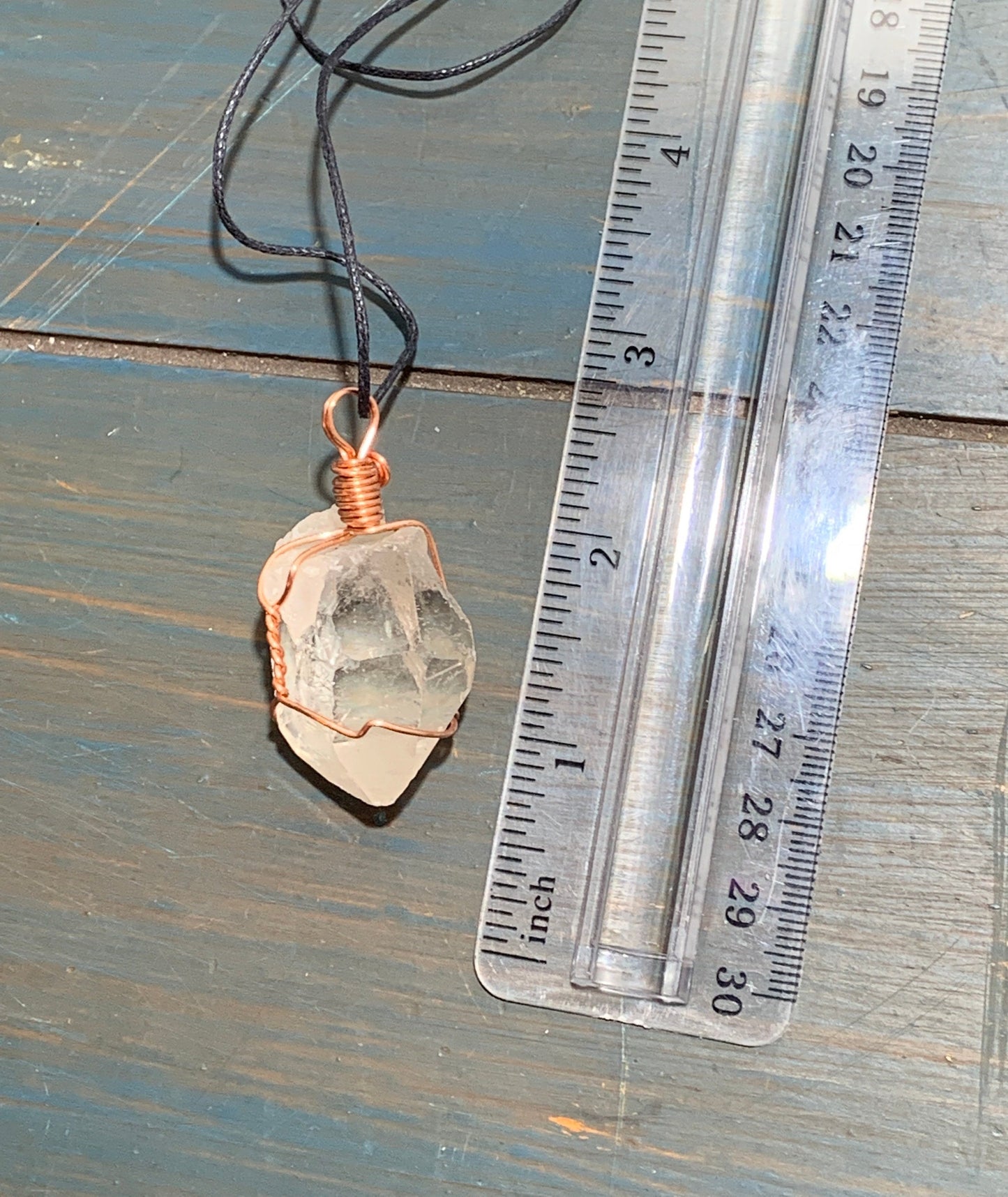 Lemurian Quartz Necklace, Wire Wrapped      HOT-0173