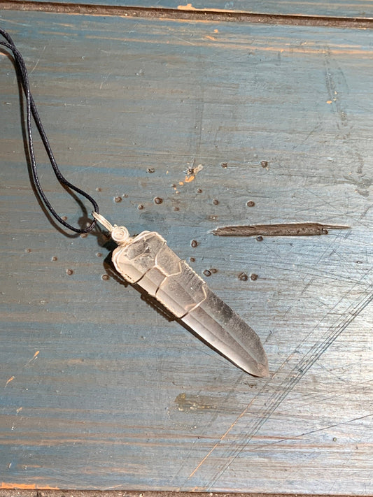 Lemurian Quartz Necklace, Wire Wrapped      HOT-0209