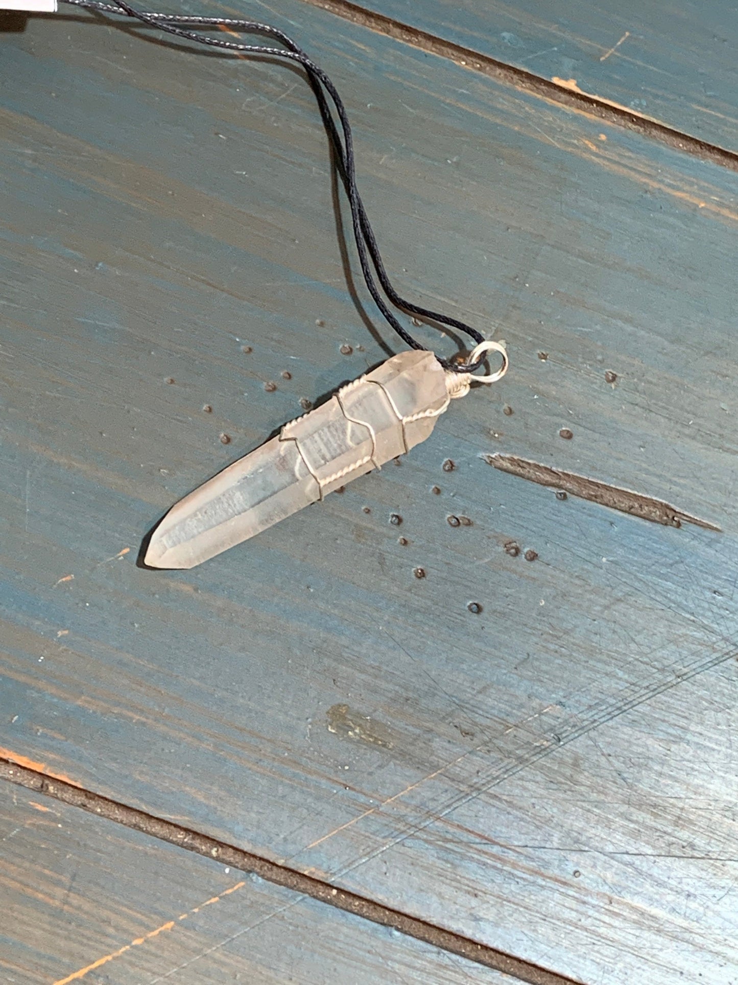 Lemurian Quartz Necklace, Wire Wrapped      HOT-0209