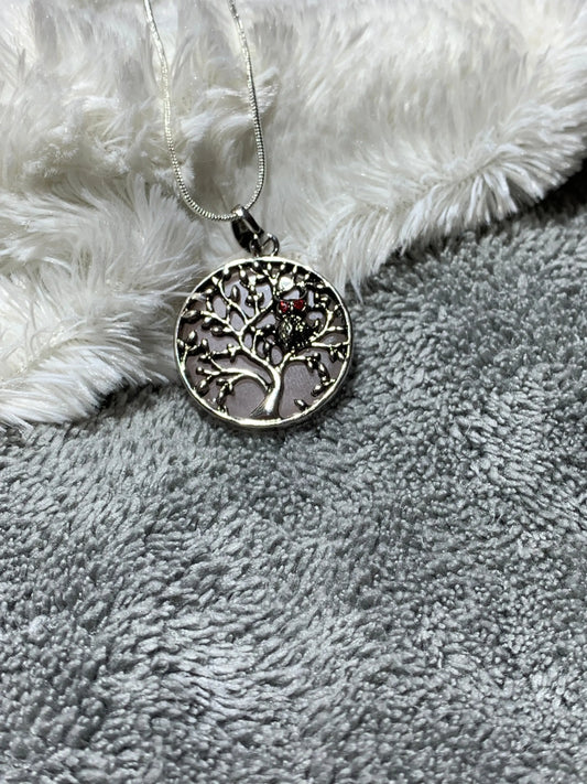 Rose Quartz Tree of life Owl Necklace                             NCK-0212 Shop Wholesale Crystals