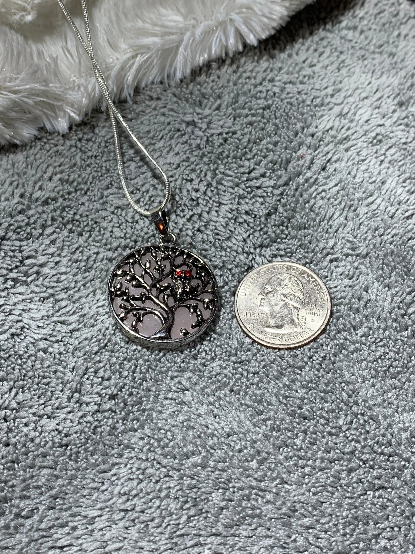 Rose Quartz Tree of life Owl Necklace                             NCK-0212 Shop Wholesale Crystals