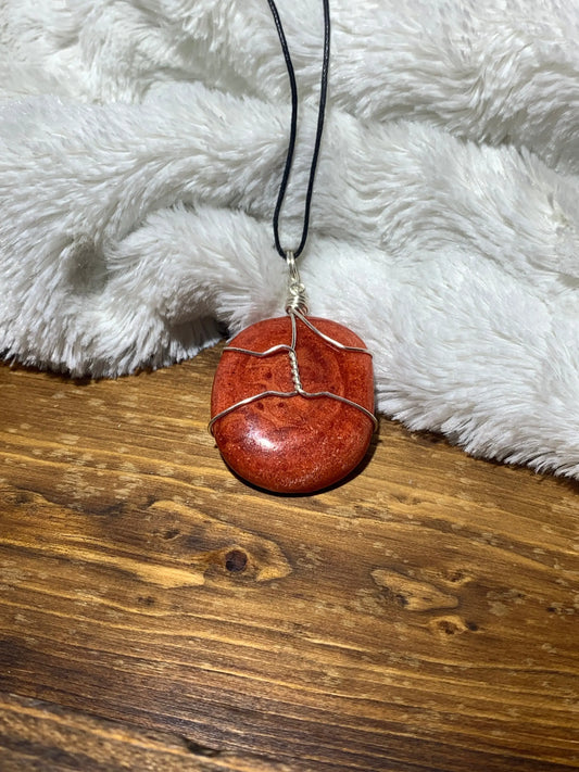 Red Coral Wire Wrapped Necklace      HOT-0032 Shop Wholesale Crystals