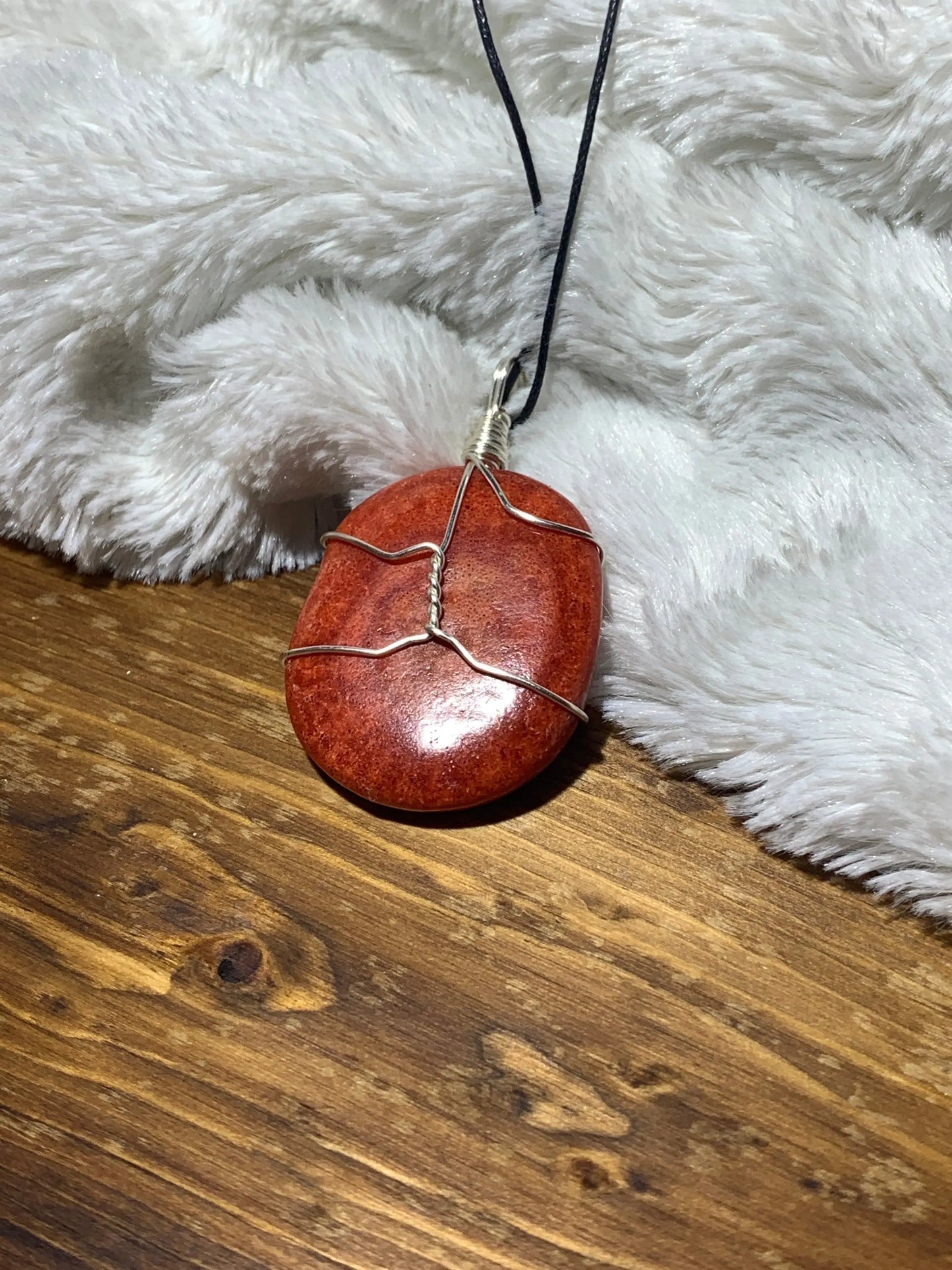 Red Coral Wire Wrapped Necklace      HOT-0032 Shop Wholesale Crystals