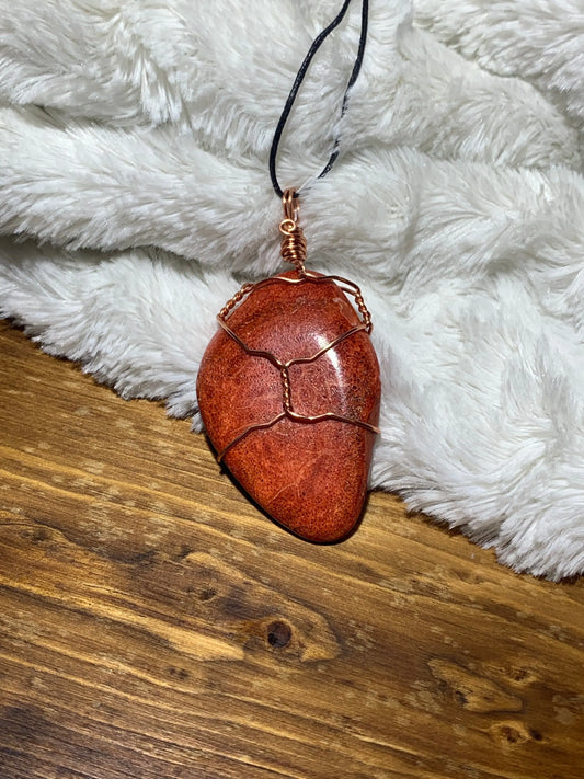 Red Coral Wire Wrapped Necklace      HOT-0055 Shop Wholesale Crystals