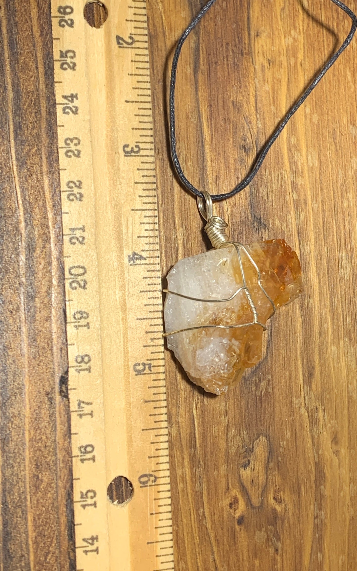 Citrine Wire Wrapped Necklace     HOT-0286