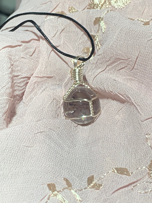 Clear Quartz Sphere Necklace      NCK-0155