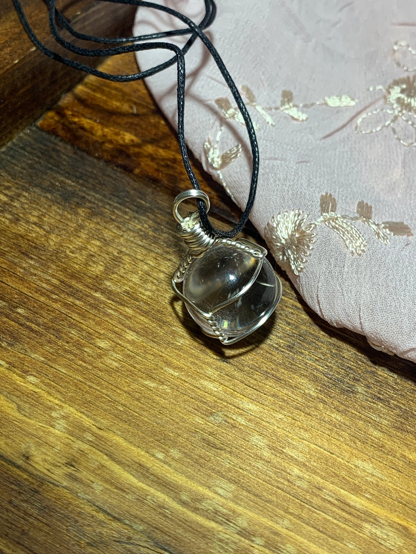 Clear Quartz Sphere Necklace      NCK-0155