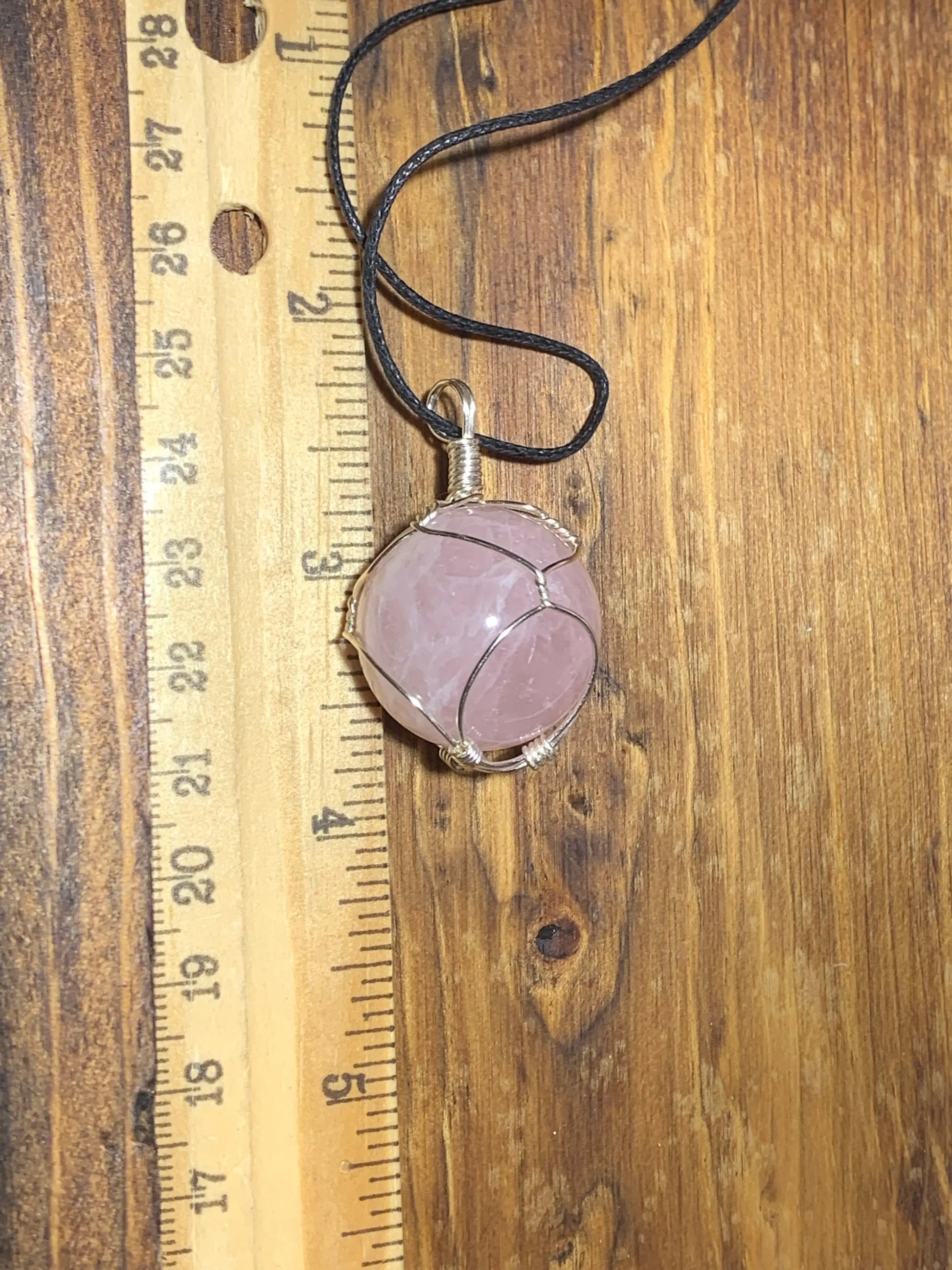 Rose Quartz Crystal Sphere Wrapped Necklace  NCK-0141 Shop Wholesale Crystals