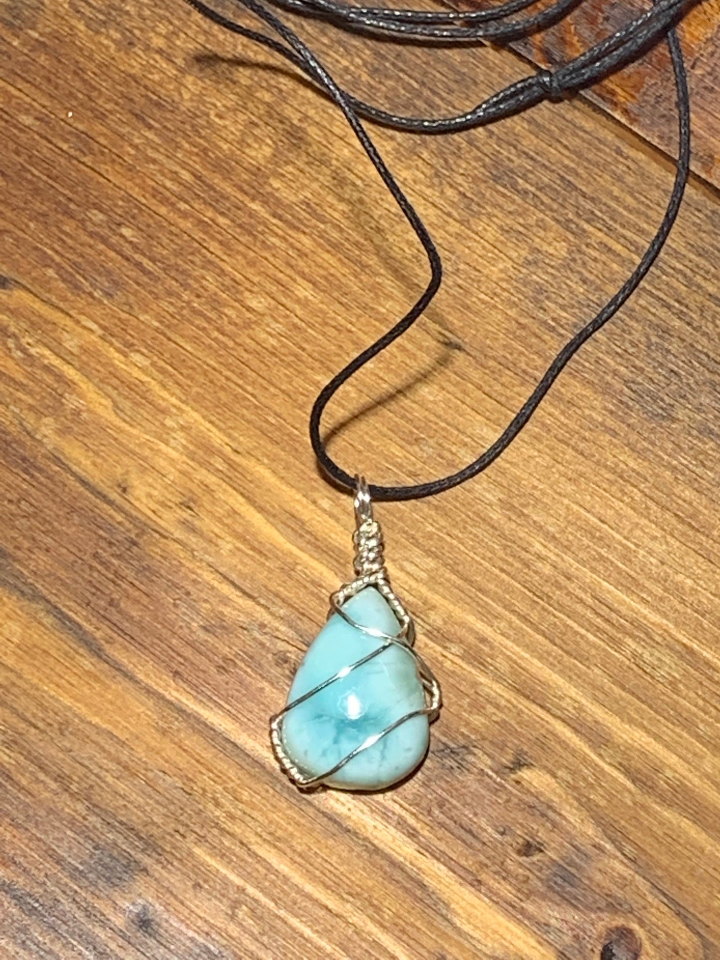 Larimar Wire Wrapped Necklace      NCK-0129