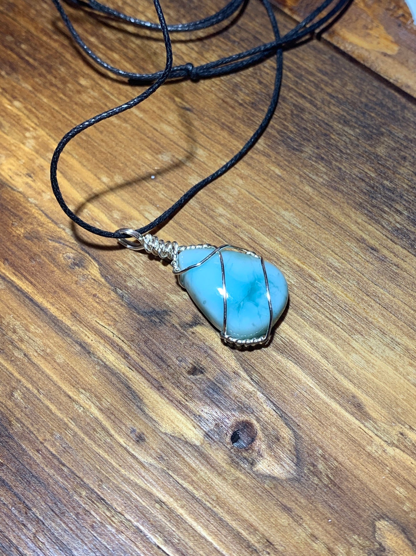 Larimar Wire Wrapped Necklace      NCK-0129