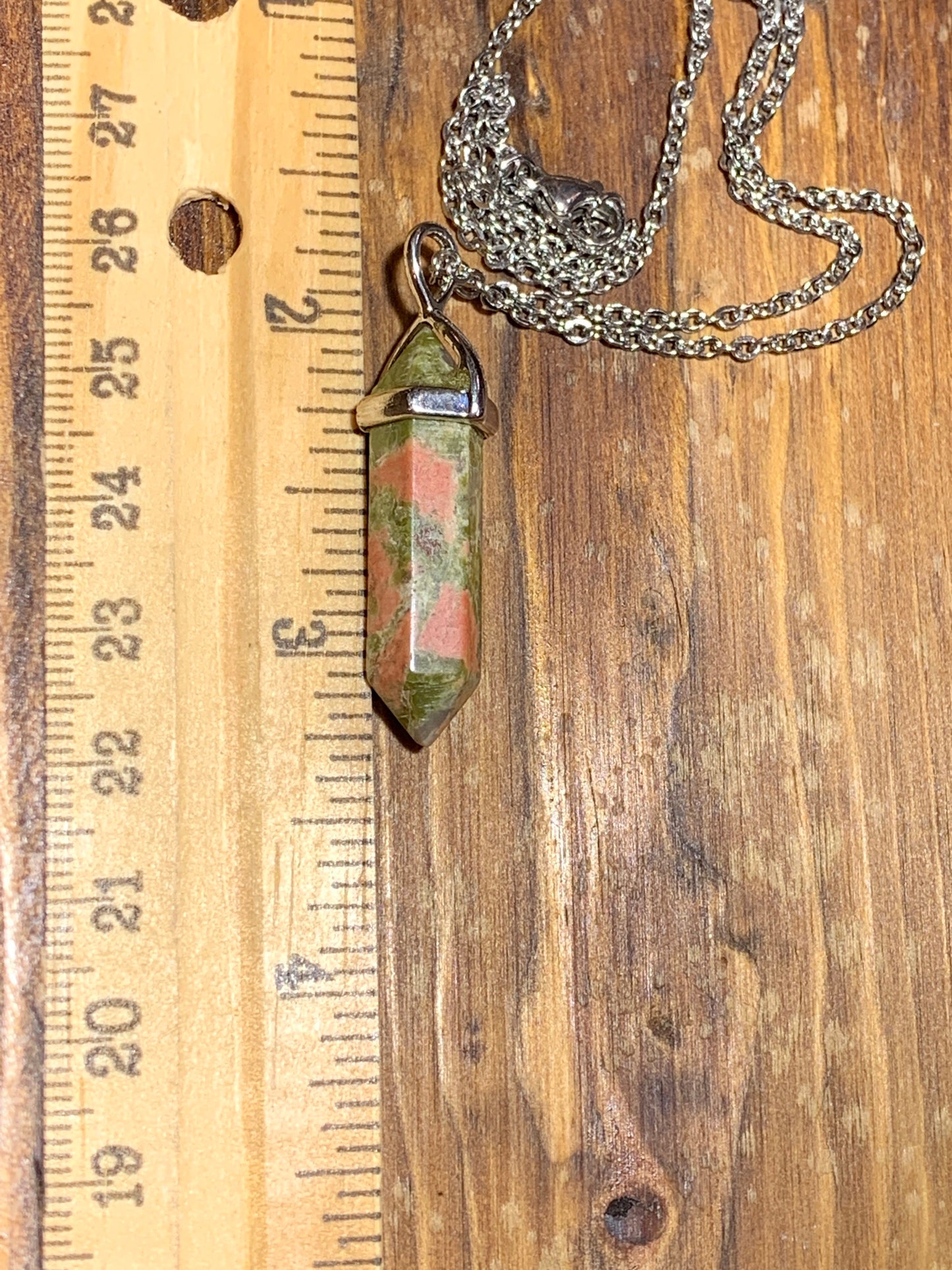 Unakite Crystal Point Necklace     NCK-0280