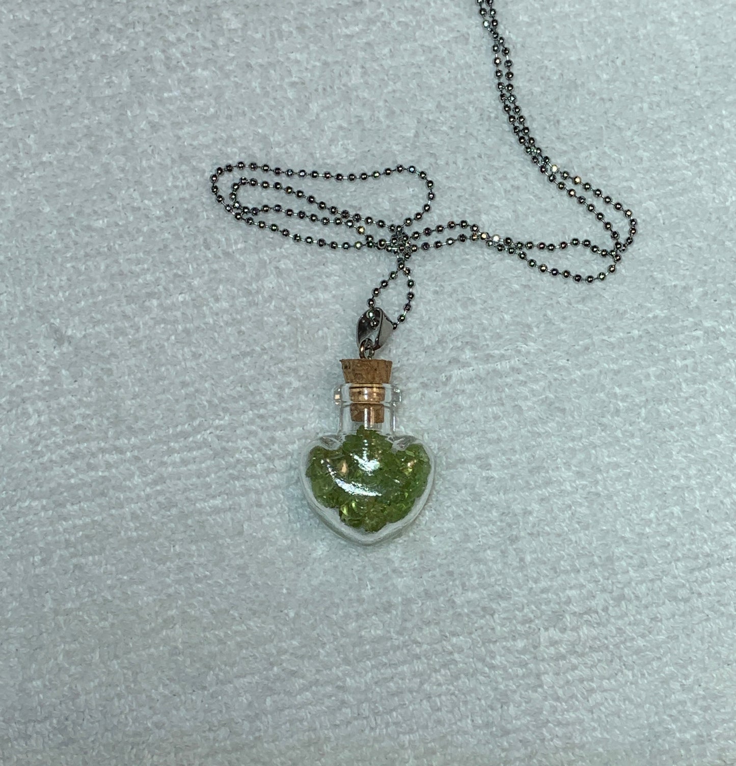 Peridot In A Heart Bottle Necklace   NCK-0298