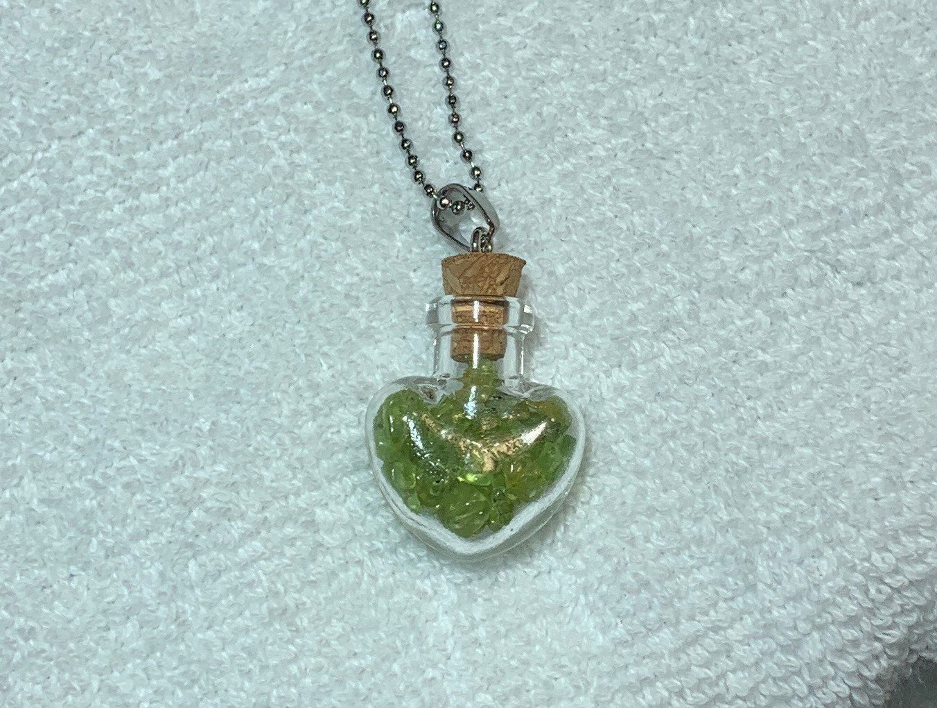 Peridot In A Heart Bottle Necklace   NCK-0298